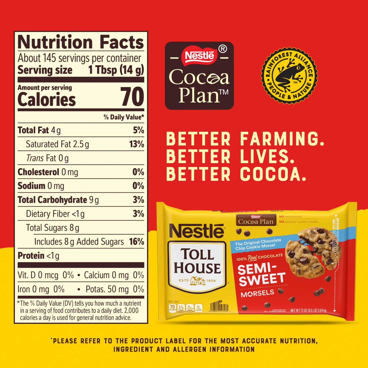 Nestle Toll House Semi-Sweet Chocolate Chips, 72 oz.