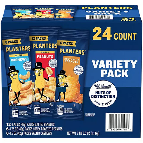 Planters Variety Pack Cashews & Peanuts, 24 pk.