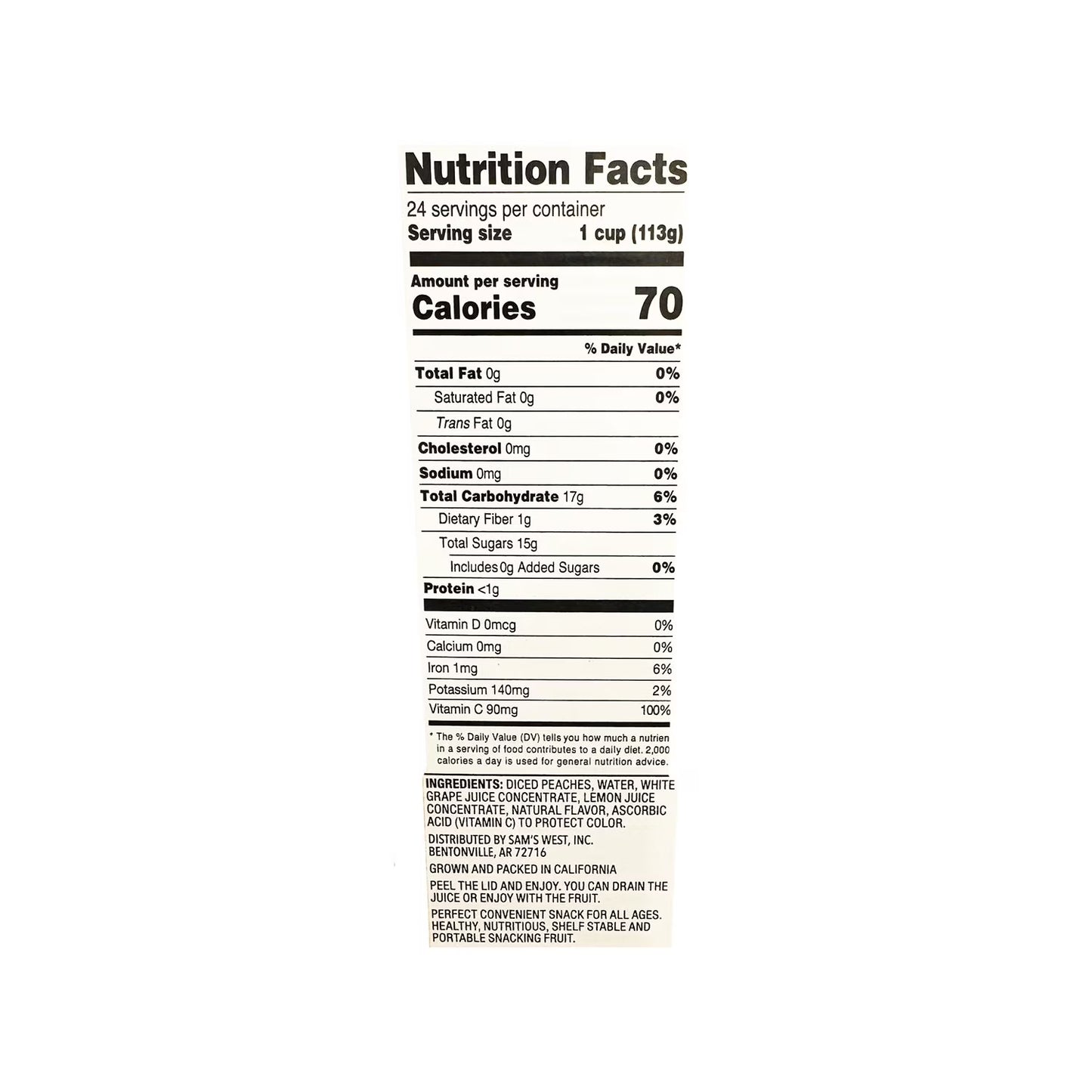 Member's Mark Diced Peach Cups, 4 oz., 24 ct.
