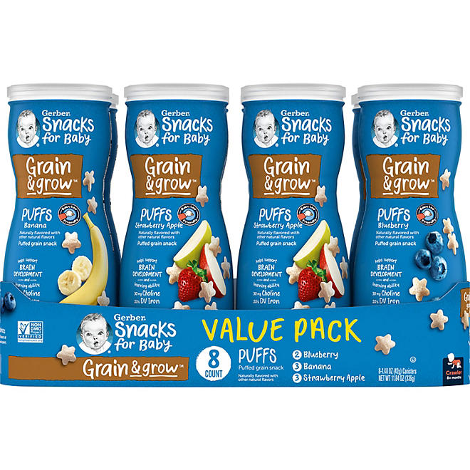 Gerber Grain & Grow Cereal Snack Puffs, Variety Pack