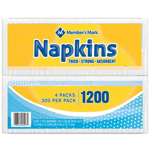 White Napkins, 11.4" x 12.5" (1200pack)